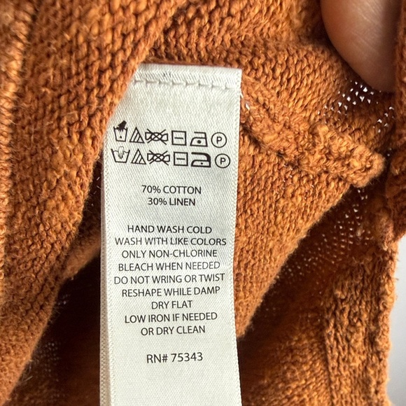 Rachel Zoe Cotton Linen Blend Burnt Orange Crewneck Long Sleeve XL Sweater - Picture 10 of 12